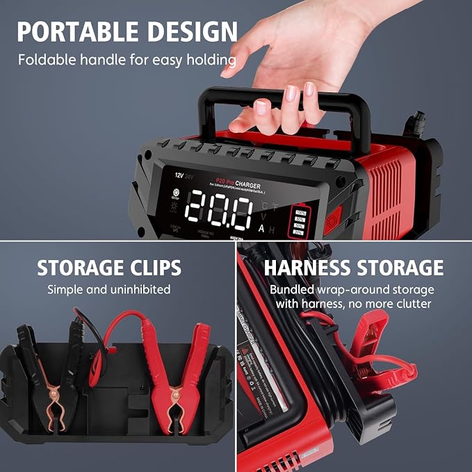 Battery Charger 0-20Amp, 12V/24V Lithium, Lead Acid, Fully-Automatic Smart Car - Image 5