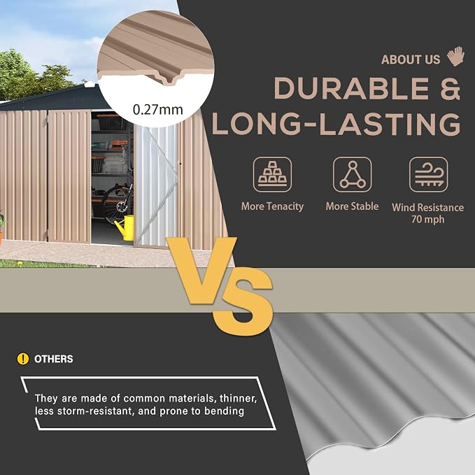 AECOJOY 12' x 10' Outdoor Storage Shed, Large 10x12 Metal Sheds & Outdoor - Image 8