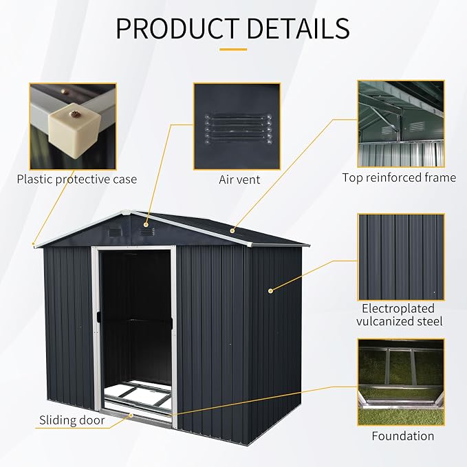 4x8 FT Outdoor Storage Shed, Metal Garden Shed - Image 3