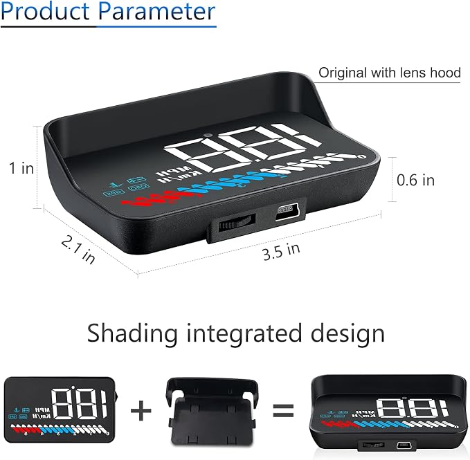 Heads up Display for Cars Car HUD M7, Digital Speedometer for Car OBD/GPS Smart - Image 7