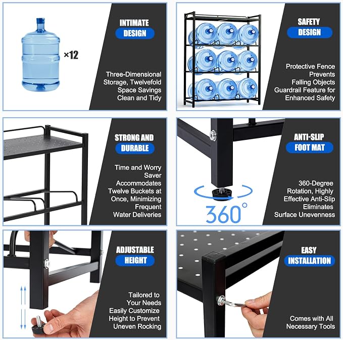 5 Gallon Water Bottle Holder 9-Tray 3/5 Gallon Water Jug Rack - Image 5