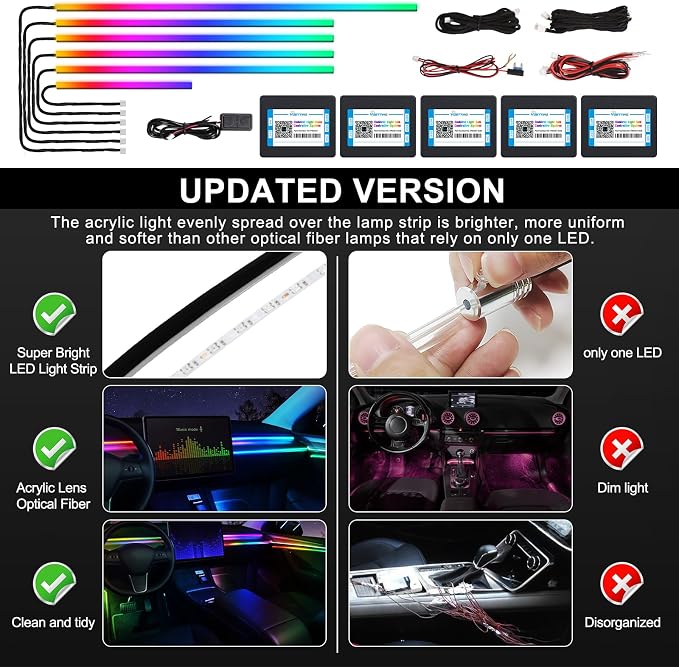 Dreamcolor Acrylic Interior Car LED Strip Light - Image 5