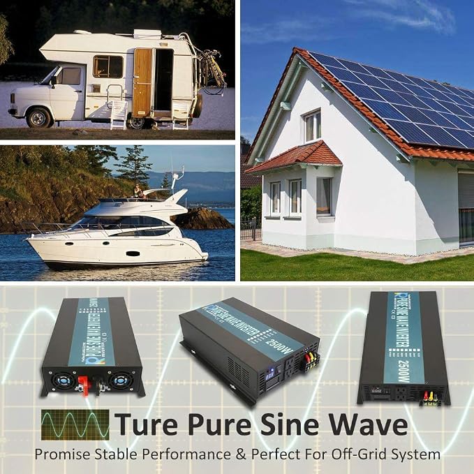 WZRELB Strong Driving Capacity 2500W 24VDC to 120VAC Pure Sine Wave Inverter - Image 8