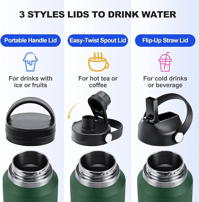 SENDESTAR 40oz Water Bottle Wide Mouth Stainless Steel Vacuum Insulated Double - Image 3