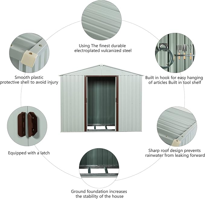6x5 FT Outdoor Storage Shed, Metal Garden Shed - Image 3