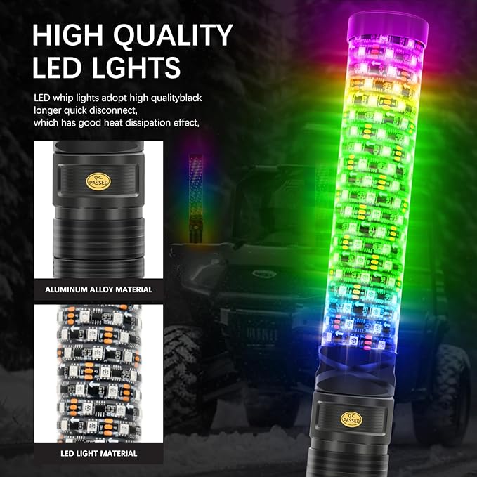 DREAMIZER 2PCS 1FT Fat Spiral Led Whip Lights - Image 3