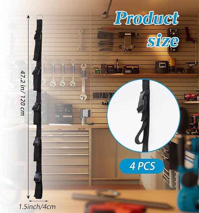 Extension Cord Organizer, Garage Garden Storage Straps Black Organizer Straps - Image 2