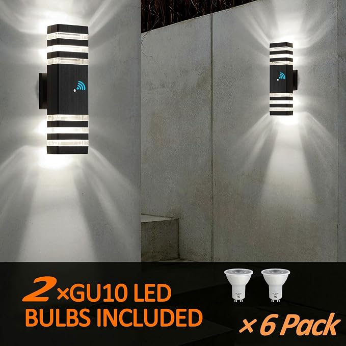 tewei 6 Pack Outdoor Wall Lights Dusk to Dawn Exterior Light Fixture, 3-Layer - Image 5