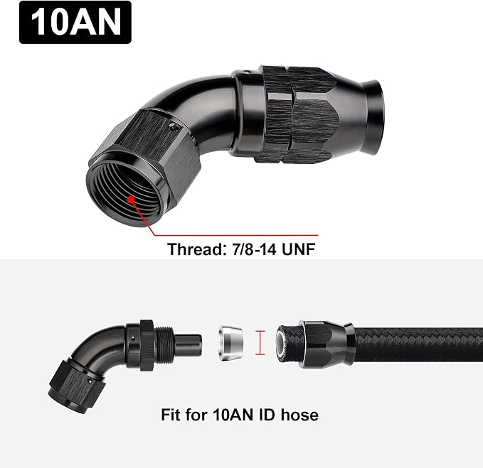 EVIL ENERGY 10AN 60 Degree PTFE One Piece Full Flow End Hose Fitting Aluminum - Image 4