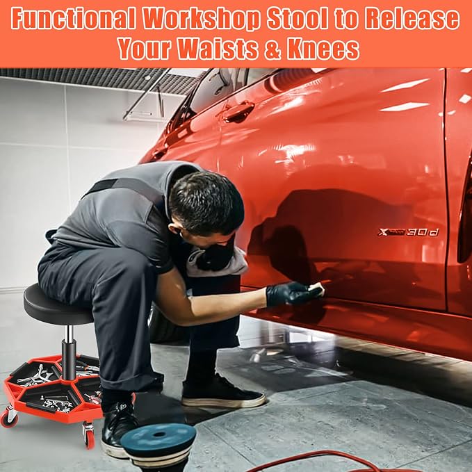 Adjustable Mechanic Rolling Stool, Pneumatic Rolling Stool - Image 8