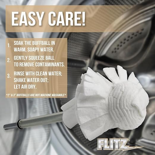 Flitz Buff Ball w/ 1.76oz Metal Polish Paste - 2in Drill Buffer Polisher - Image 4