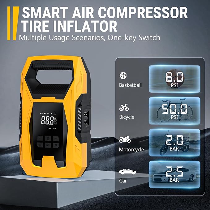 CARSUN AC/DC Tire Inflator Portable Air Compressor, Dual Power - Image 5
