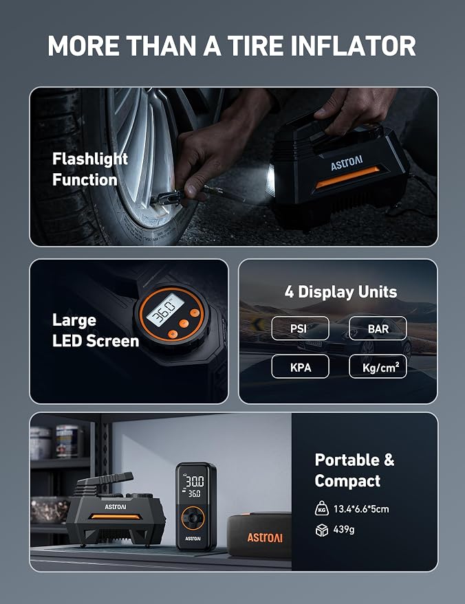 AstroAI Tire Inflator Portable Air Compressor Tire Air Pump - Image 7