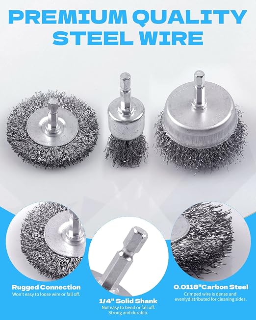 60 Pack Rocaris Carbon Steel Wire Wheel Brush Set - Image 2