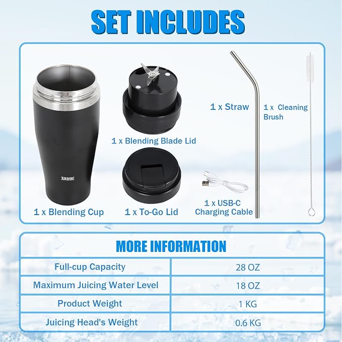 Ice Shave 2-in-1 Stainless Steel Vacuum Tumbler & Cordless Blender - 28oz - Image 6