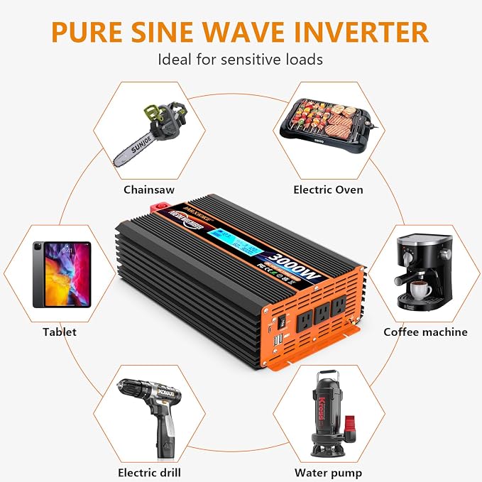 3000 Watt Pure Sine Wave Power Inverter 12V DC to 110V 120V Converter - Image 5
