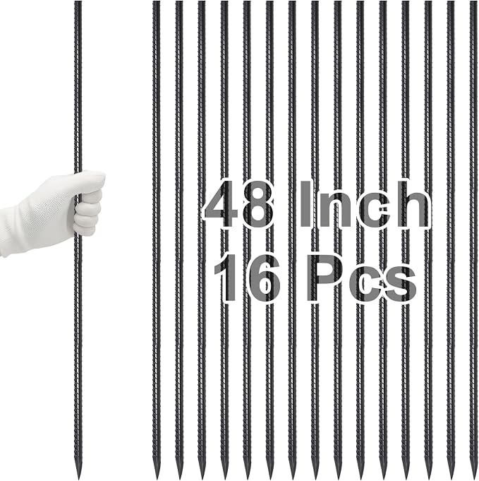 VVOKGO Rebar Stakes 48 Inch 16-Pack Concrete Form Stakes Heavy Duty Straight by VVOKGO