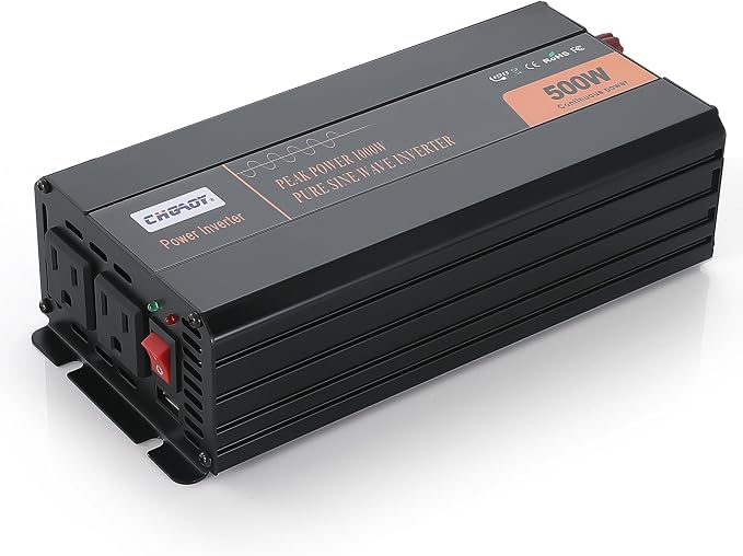 500W Pure Sine Wave Inverter 12V DC to 120V AC Converter by CHGAOY