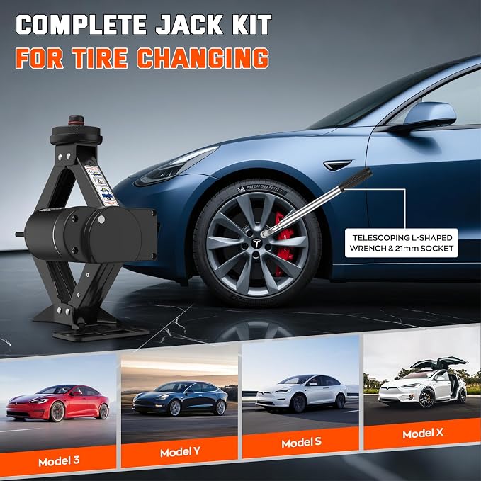 Electric Car Jack for Tesla, Portable 12V 2 Ton Tesla Tire Repair Tools - Image 8