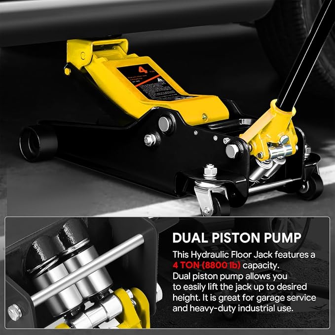 DNA MOTORING Low Profile Hydraulic Trolley Service/Floor Jack, 4 Ton Capacity - Image 4