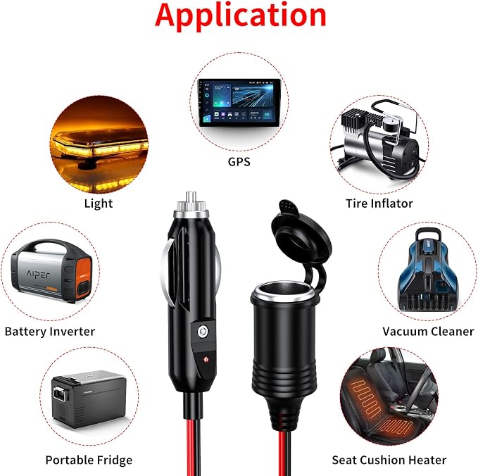 KEWIG 12/24V Car Cigarette Lighter Extension Cord - 26FT Cigarette Lighter Plug - Image 6