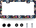 Sugar Skull Flowers License Plate Frame Cute Colorful License Plate Frames by BRAGHRTED