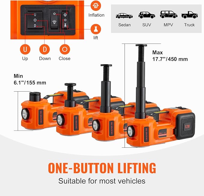 VEVOR Electric Car Jack, 5 Ton/11023 LBS Hydraulic Jack Lift - Image 3