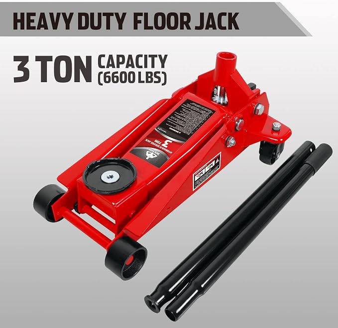 Floor Jack 3 Ton Capacity Fast Lift Service Jack Steel Heavy Duty Hydraulic Car - Image 2