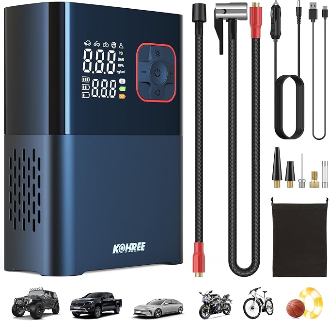 Kohree Tire Inflator Portable Air Compressor, 58LPM Faster Dual Cylinder Air by BuyNowKohreeRVAccessory