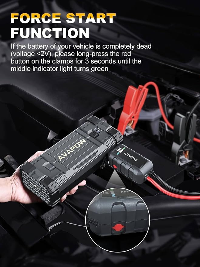 AVAPOW Car Battery Jump Starter 3000A Peak, Jumpstart - Image 2