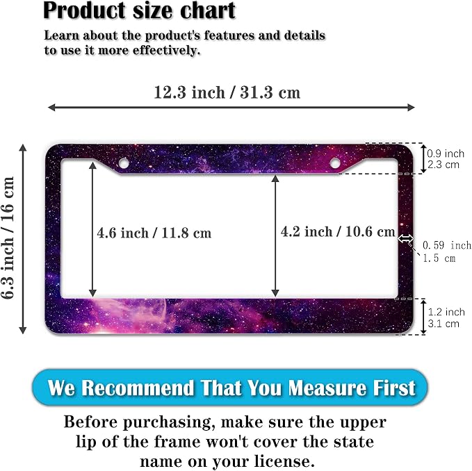 License Plate Frames Multicolor License Plate Cover Beautiful Galaxy Space - Image 2