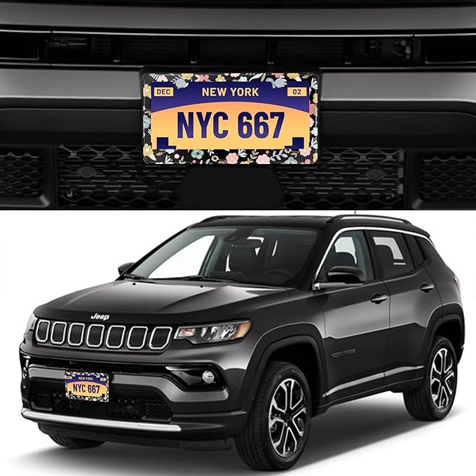 Black Cute Cartoon Floral License Plate Frame Colorful Flowers Stainless Steel - Image 2