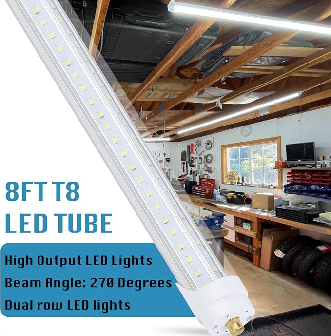 25 Pack, T8/T10/T12 8FT LED Tube Light, Single Pin FA8 Base, 100W 6000LM 6000K - Image 4