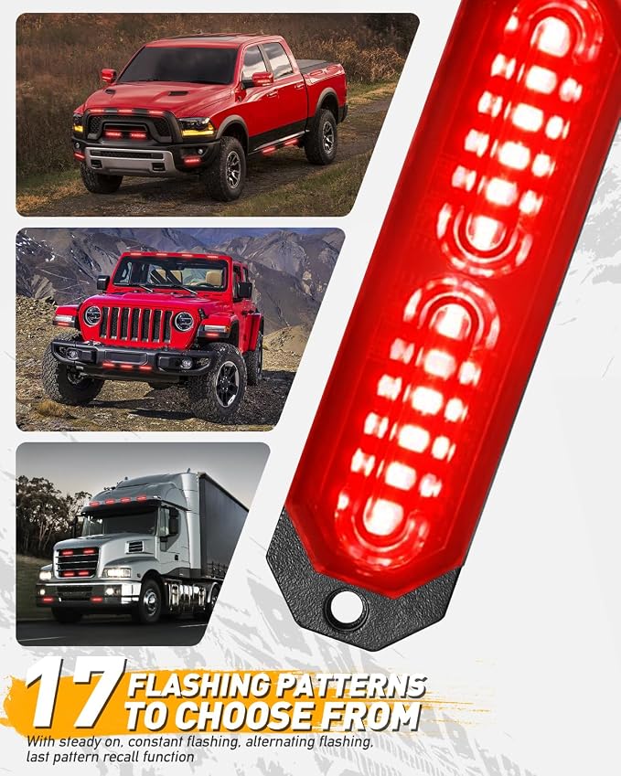 HLauto 1200T Emergency Strobe Grille Lights: 8pcs 12 LED Sync Feature Safety - Image 5
