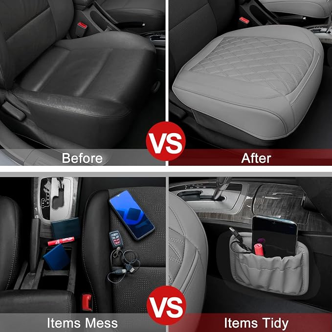 2 Pack PU Leather Front Car Seat Cover Bottom Car Seat, Anti-Slip and Full Wrap - Image 5