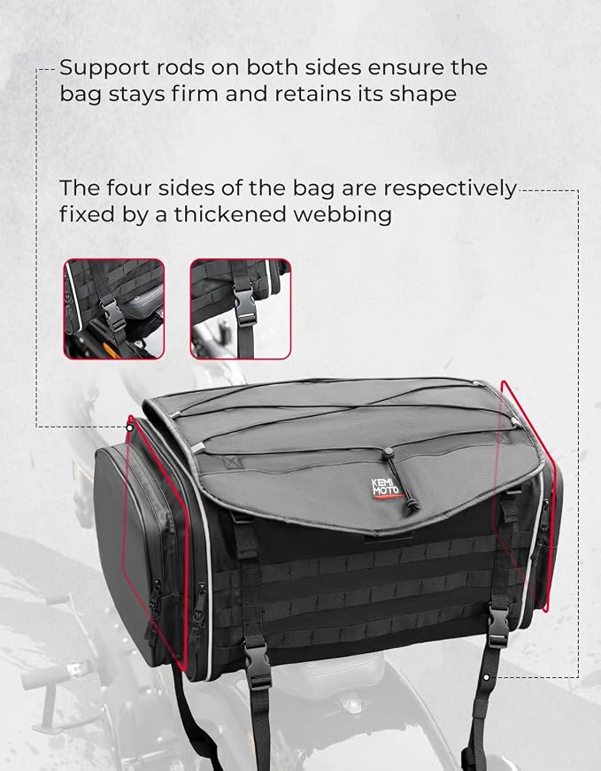 KEMIMOTO Motorcycle Tail Bag, Dual Use Motorcycle Rear Seat Bag - Image 5