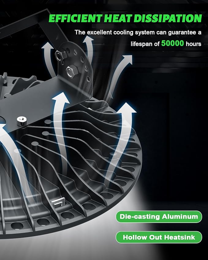 Viugreum High Bay LED Shop Lights, 300W UFO LED High Bay Light 30, 000LM 120V - Image 4