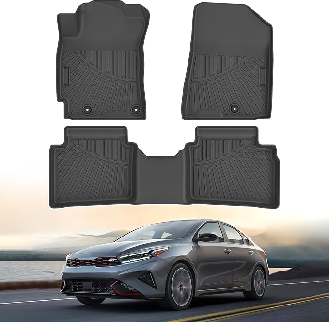 Powerty Floor Mats for 2019-2022 2023 2024 Kia Forte Accessories All Weather by Powerty