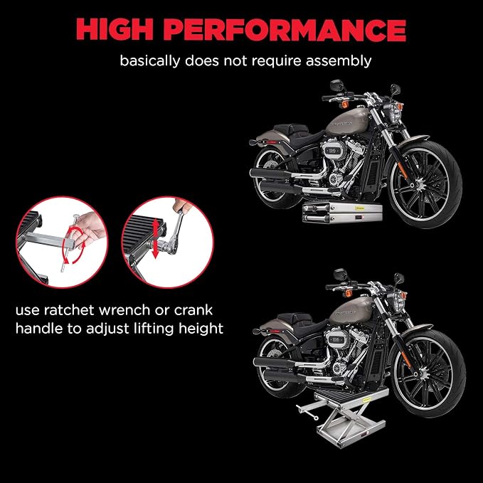 CXRCY 1200 LBS Motorcycle Lift Scissor Jack Stainless Steel Finish Upgraded - Image 7