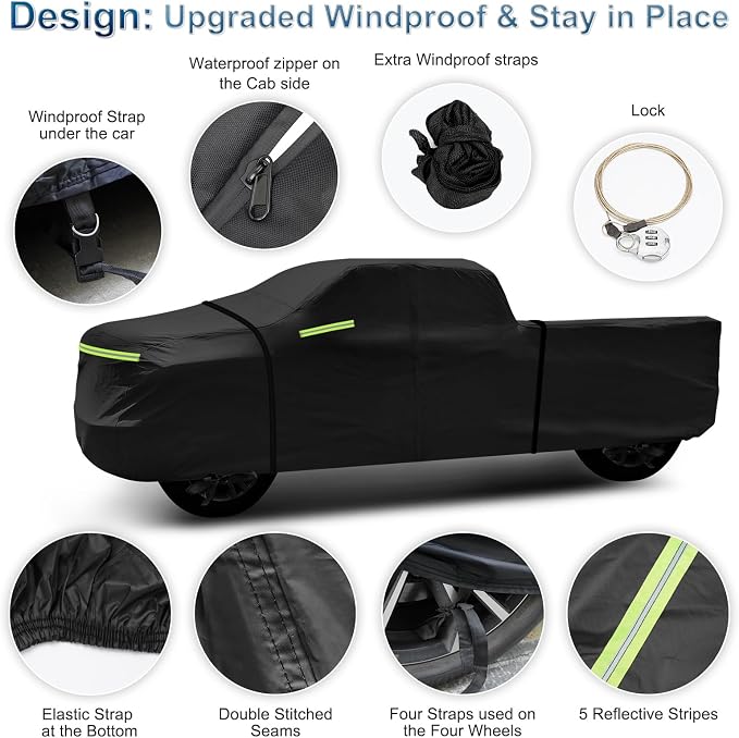 Truck Cover for Chevy Silverado Crew Cab Long Bed 8.3ft Heavy Duty Waterproof - Image 2