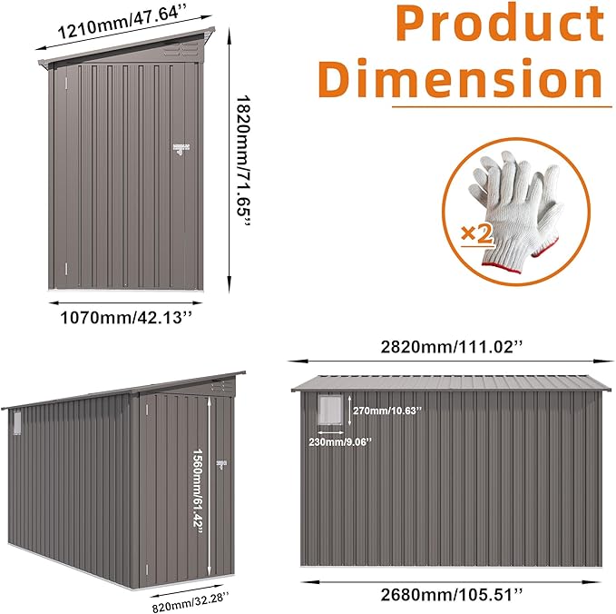 4x9 FT Outdoor Metal Storage Shed - Image 2