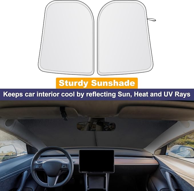 EcoNour Tesla Windshield Sun Shade | Foldable Front Windshield Shade - Image 8