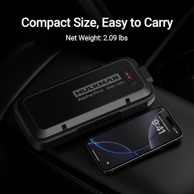 Hulkman Alpha Pro Solid Black, 2000A 74Wh Car Jump Starter Portable, - Image 8