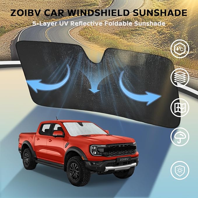 Windshield Sun Shade for Ford Ranger 2019-2025 - Image 3