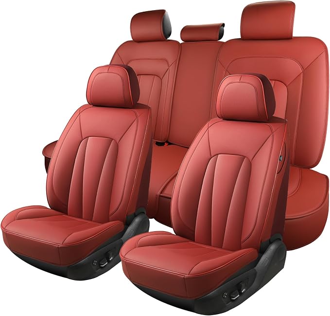 Car Seat Covers Full Set, Leather Automotive Seat Covers, Breathable Waterproof by CarLuxor