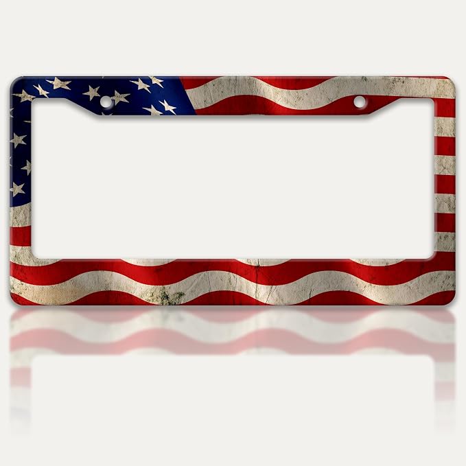 Vintage American Flag License Plate Frame USA Flag Patriotic License Plate by RTINRAN