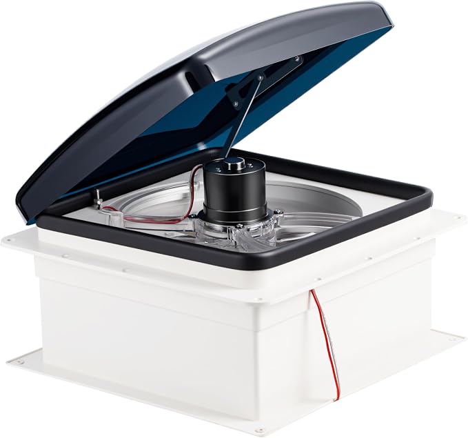12V RV Roof Fan Vent 14'' 10 Speed Reversible Manual Lift by RVLOVENT