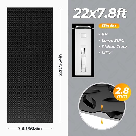 7.8 x 22 FT Garage Floor Mat, 2.8mm Thickness Diamond Plate Vinyl Garage - Image 6