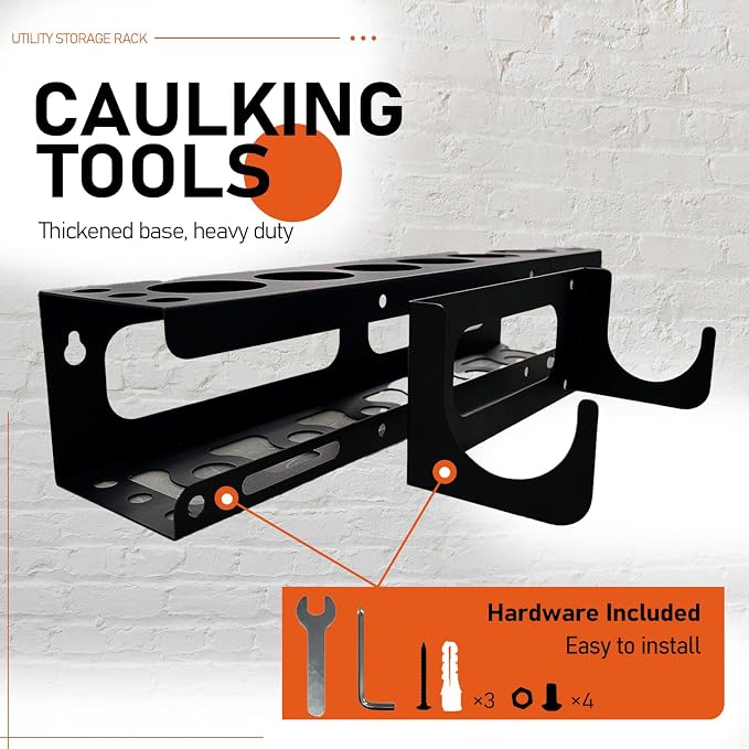 Siligun Caulking Gun Rack, Grease Gun Holder, Wall Mount Silicone Caulking Tools - Image 4