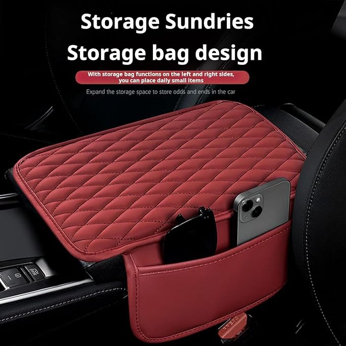 Car Armrest Cover Leather Car Console Covers Box Pad - Image 5